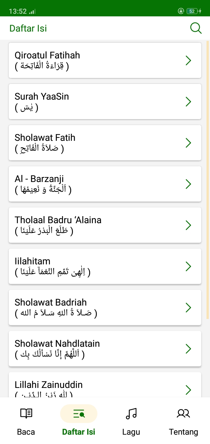 halaman daftar isi al barzanji nw mode terang